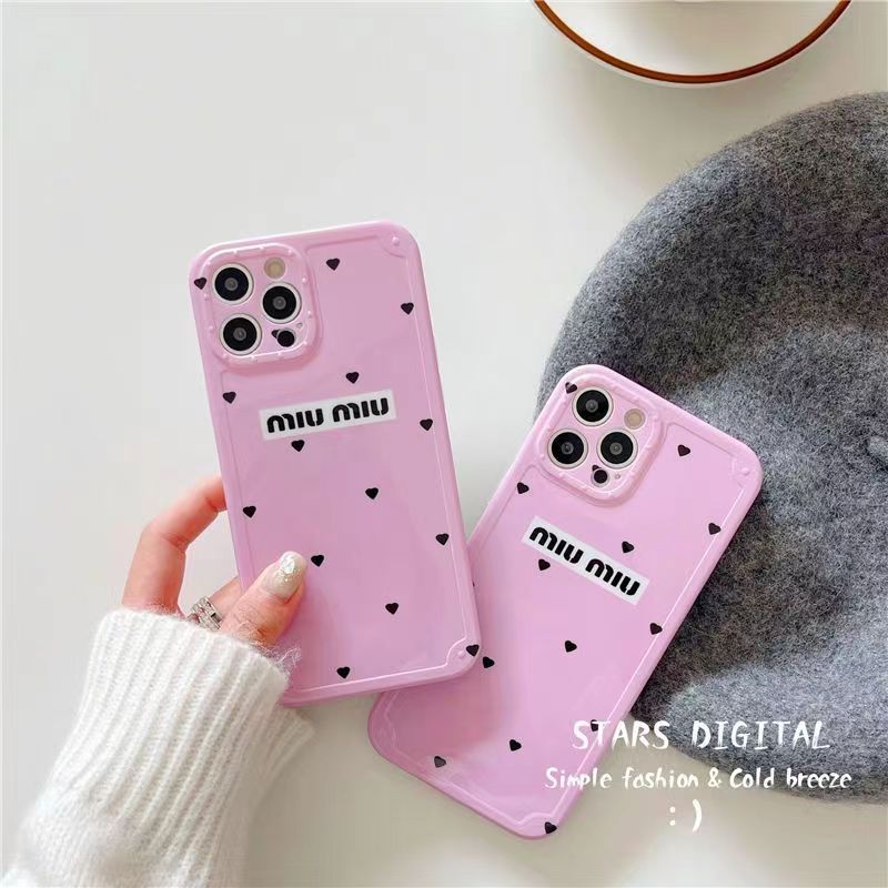 MiuMiu ミュウミュウ ブランド iPhone14 pro max/14 plusケース 韓国風 ピンク色 ハード柄 ジャケット型  アイフォン14カバー 芸能人愛用 レディース