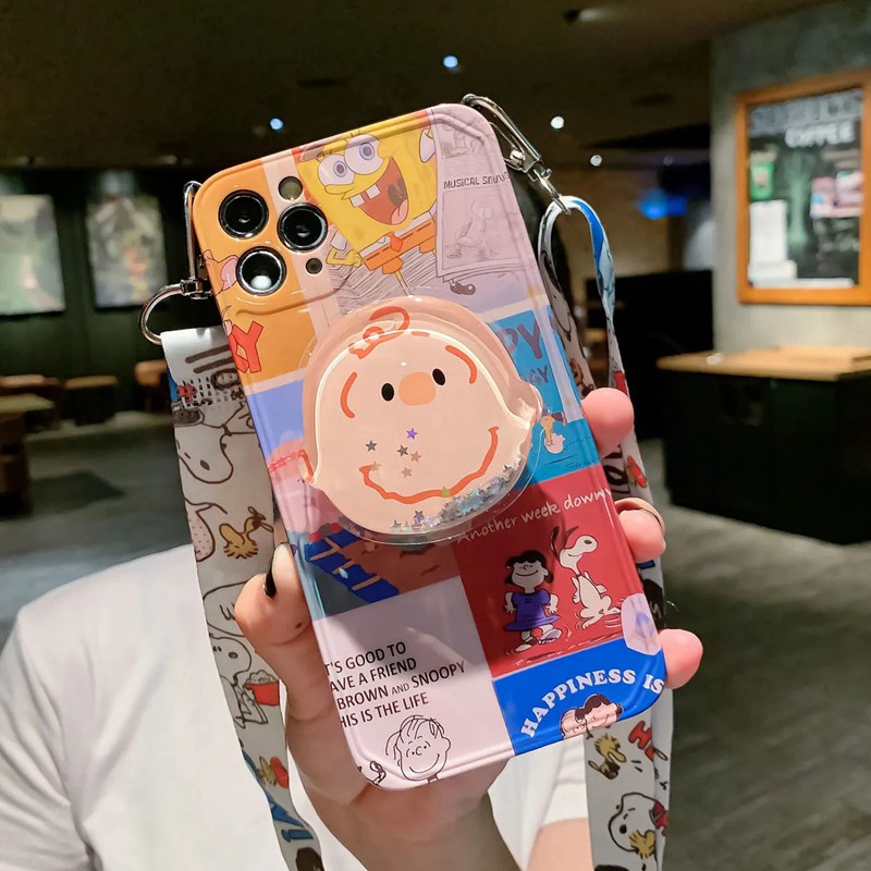 スヌーピー iPhone13 pro/13pro maxケース Snoopy キラキラ 頭掛け 流れる シリコン レディース