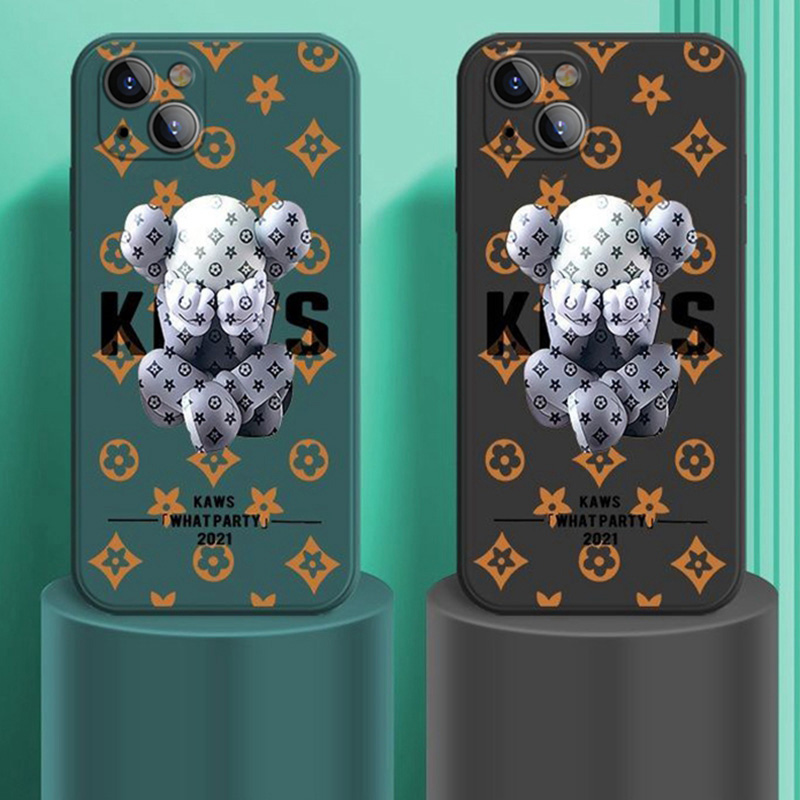 ヴィトン KAWS ブランド コラボ Iphone13Pro Max/13Miniケース かわいい LV カウズ ジャケット型 モノグラム 熊 アイフォン13ケース