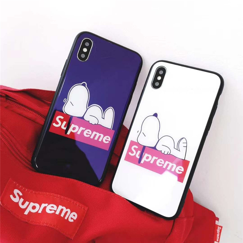 Supreme スヌーピー コラボ iphone 14 Pro Max/14 Plusケース 鏡面ガラス型 ジャケット シュプリーム 全機種対応 Galaxy A33/S22スマホケース ブランド Xperia 5iv