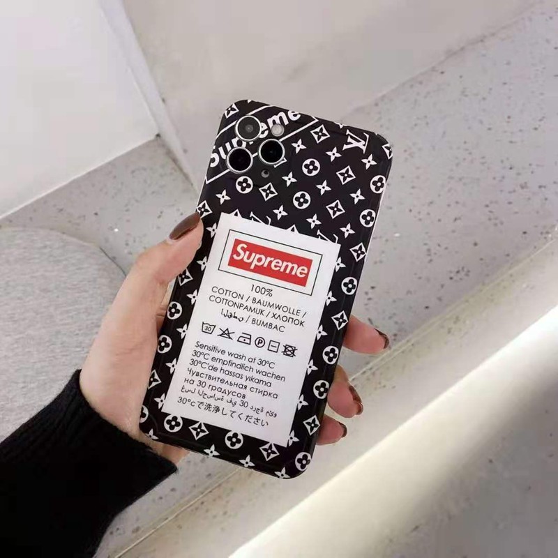 LV Supreme コラボiphone13/12s/12mini/12pro maxケース ブランド タグ柄 モノグラム ジャケット型 ビジネス