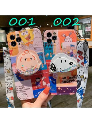 スヌーピー iPhone13 pro/13 pro max/13 miniケース かわいい キラキラ 斜め掛け スポンジボブ流れ 米漫画 SpongeBob シリコンケース Snoopy チェーン付き ボタン付き アイフォン13/12/11/x/xs/xr/8/7カバー レディース