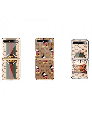 Gucci グッチ ディズニー コラボ ハイブランド Galaxy Z Flip4ケース 背面ガラス ミッキー モノグラム 猫柄 サムスン ギャラクシー フリップ4/3/2/1カバー  メンズ レディース