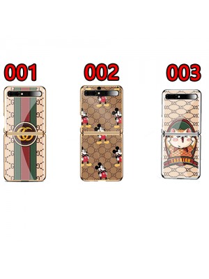 Gucci グッチ ディズニー コラボ ハイブランド Galaxy Z Flip4ケース 背面ガラス ミッキー モノグラム 猫柄 サムスン ギャラクシー フリップ4/3/2/1カバー  メンズ レディース