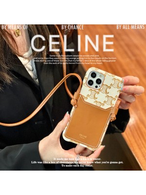 セリーヌ/CELINE ブランド iphone se3/13/13 pro/13 pro max/13 miniカバー 可愛い レザー ストランプ  カード収納 ジャケット型 セレブ愛用 アイフォンSE第3世代/13/12/11カバー レディース