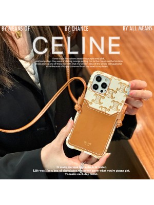 CELINE/セリーヌ ブランド iphone 14/14 pro/14 pro max/14 plus/se3/13 miniカバー 可愛い レザー ストランプ  カード収納 ジャケット型 セレブ愛用 アイフォン14/13/12/11カバー レディース