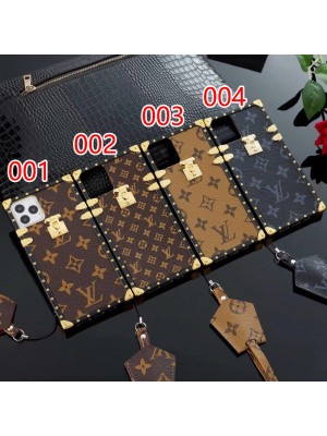 LV ルイヴィトン ブランド  iphone 14 Pro/14 Pro Max/13 Miniケース トランク型 フレーム 革製 モノグラム ストラップ付き 携帯便利 アイフォン14/13/12/11/X/XS/XR/8/7保護ケース メンズ レディーズ 