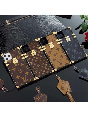 LV ルイヴィトン ブランド  iphone 14 Pro/14 Pro Max/13 Miniケース トランク型 フレーム 革製 モノグラム ストラップ付き 携帯便利 アイフォン14/13/12/11/X/XS/XR/8/7保護ケース メンズ レディーズ 