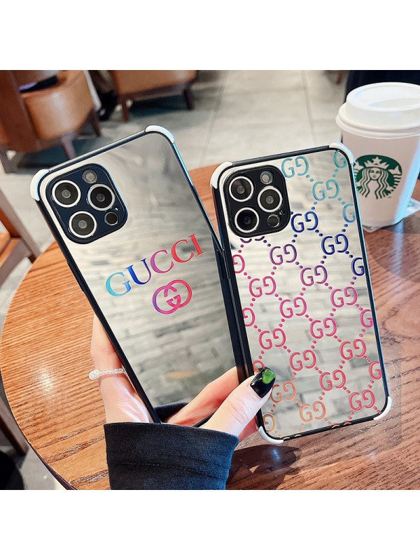 グッチ ブランド iphone13 pro/13 mini/13 pro maxケース 御洒落 GUCCI 個性 鏡面 ガラス アイフォン13/12/11カバー 光沢感 潮流 四角保護 芸能人愛用 大人気 メンズ レディーズ