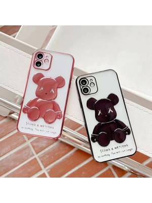 KAWS ブランド iphone 13pro/13mini/13pro maxケース カウズ 可愛い クリアケース モノグラム きらきら ジャケット型 熊柄 アイフォン13/12/11/x/8/7カバー 芸能人愛用 メンズ レディーズ