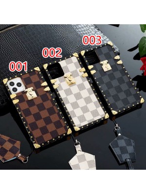 LV ブランド ルイヴィトン iphone 15/14/13 Pro/13 Pro Max/13 Miniケース トランク型 フレーム 革製 モノグラム ストラップ付き アイフォン15/14/13/12/11/X/XS/XR/8/7ケース 保護 メンズ レディーズ 