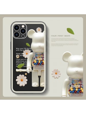 カウズ BE@RBRICK ブランド iphone 13pro/13mini/13pro maxケース 熊柄 KAWS クリアケース モノグラム ジャケット型 アイフォン13/12/11/x/8/7カバー ファッション メンズ レディーズ