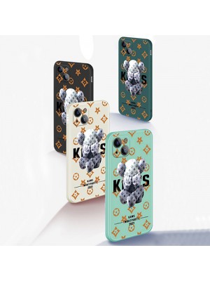 KAWS ルイヴィトン ブランド コラボ iphone 13 pro/13 pro max/13 miniケース かわいい LV カウズ kaws WHAT PARTY ジャケット型 モノグラム 熊柄 アイフォン13/12/11/x/xs/xr/8/7ケース ファッション メンズ レディーズ