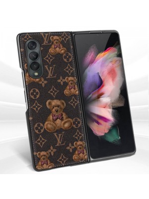 ルイヴィトン/LV ブランド Galaxy Z Fold 3/Z Flip 3/W21ケース 背面レザー 折りたたみ 熊柄 モノグラム オリジナル モノグラム ギャラクシーz fold2/z fold/z flip 2/z flip/w20カバー メンズ レディース