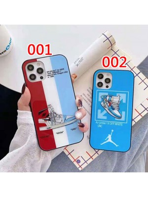 オフホワイト&ジョーダン コラボ ブランド iphone 13 pro/13 pro max/13 miniケース ガラス製 個性 Off-white x Air Jordan ジャケット型 ファッション ins風 大人気 アイフォン13プロ/13プロマックス/13ミニカバー メンズ レディース