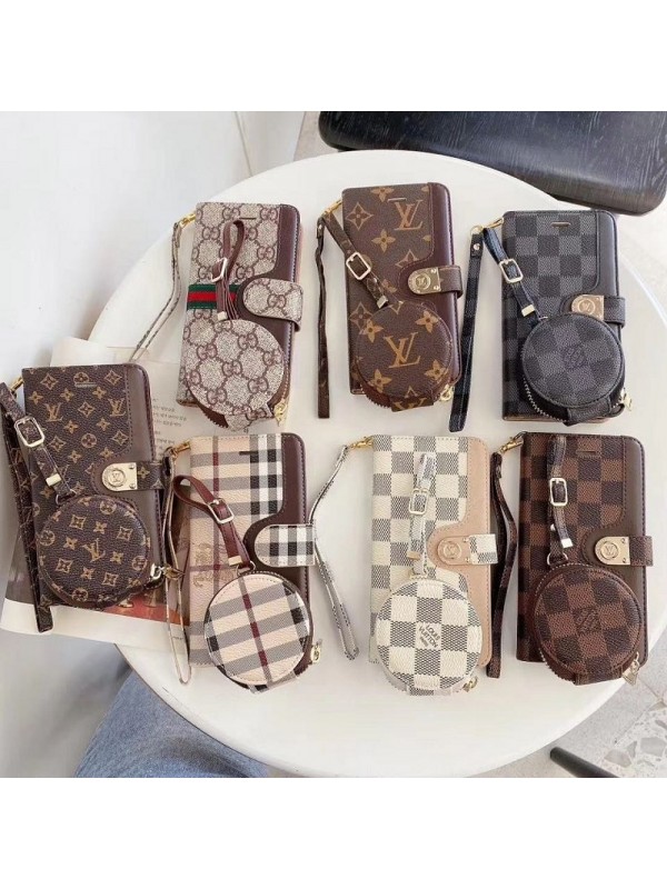 GUCCI LV BURBERRY ブランド iphone 14/14 pro/14 pro max/14 plus/se 第3世代ケース 手帳型 バーバリー galaxy S23/s23+/23ultra/note21カバー レザー製 ルイヴィトン グッチ ストラップ付き airpods 1/2/3/proケース ビジネス風 アイフォン13プロミニカバー レディース