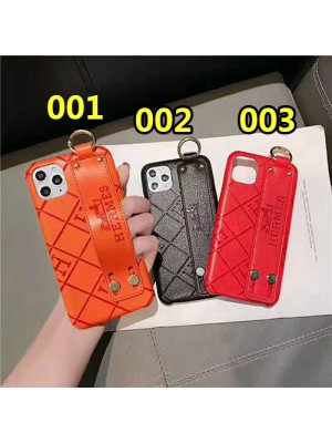 Hermes エルメス iphone 13/13 mini/13 pro/13 pro maxケース ブランド レザー リング ハンドベルト付き モノグラム ジャケット型 高級 ファッション アイフォン13プロ/12/11/se2/xr/xs/x/8/7カバー メンズ レディース