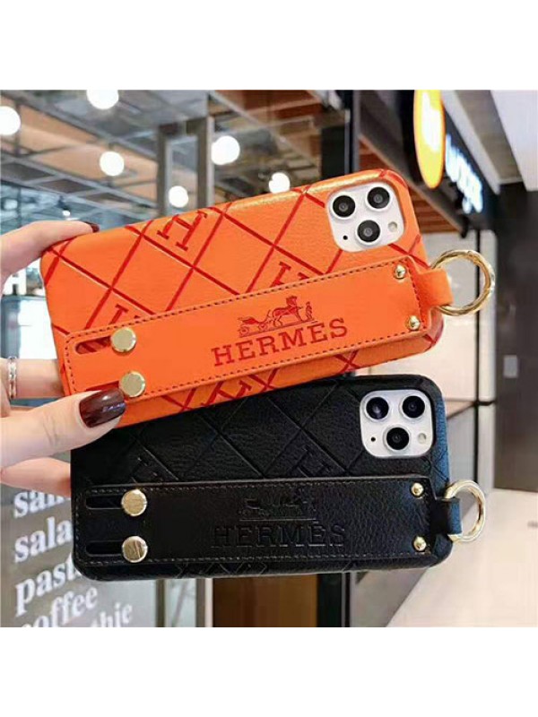 Hermes エルメス iphone 13/13 mini/13 pro/13 pro maxケース ブランド レザー リング ハンドベルト付き モノグラム ジャケット型 高級 ファッション アイフォン13プロ/12/11/se2/xr/xs/x/8/7カバー メンズ レディース