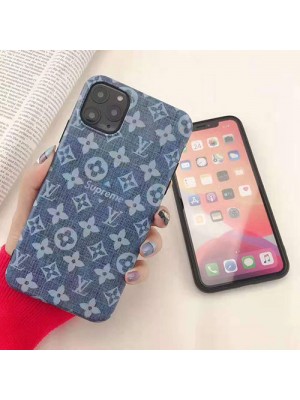 シュプリーム x ルイヴィトン コラボ  iphone 13 Pro/13 Pro Max/13 Miniケース ハイブランド デニム風 ジャケット型 SUPREME&LV モノグラム 復古 アイフォン13/12 pro max/12miniカバー お洒落 激安 ファッション メンズ レディース