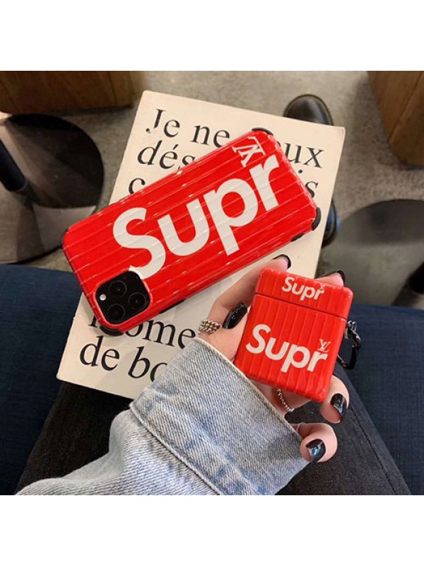 supreme＆lv コラボ iphone13/13 pro/13 pro max/13 miniケース ブランド ルイヴィトン＆シュプリーム 可愛い AirPods 1/2/3/proカバー 落下防止 ペアお揃い アイフォン13/12PRO MAX/11PROケース ブランド高級感 IPHONE X/XS/XR/8/7カバー激安 エアーポッズ 1/2/3/プロ 四角保護 防塵 芸能人愛用 コピー メンズ レディーズ