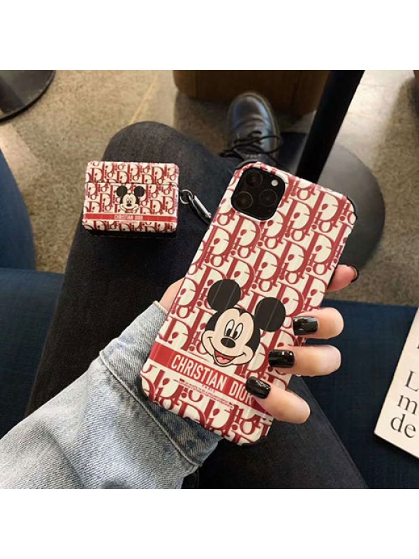 DIOR ディオール disney コラボ iphone13/13pro/13pro max/12ケース ジャケット型 ハイブランド airpods pro/1/2ケース ディズニー モノグラム 耐衝撃 アイフォン13/12/11/xs/x/xr/8/7/se2カバー ファッション レディース 