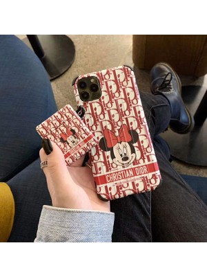 DIOR ディオール disney コラボ iphone13/13pro/13pro max/12ケース ジャケット型 ハイブランド airpods pro/1/2ケース ディズニー モノグラム 耐衝撃 アイフォン13/12/11/xs/x/xr/8/7/se2カバー ファッション レディース 