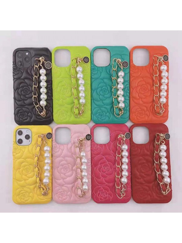 Chanel/シャネル ブランドiphone 13/13 pro/13 mini/13 pro max/12Sケース ジャケット型 花柄 レザー製 チェーン付きビーズ 落下防止スマホケース 激安 モノグラム 大人気 アイフォン13ミニカバー レディース愛用