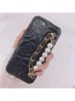 Chanel/シャネル ブランドiphone 13/13 pro/13 mini/13 pro max/12Sケース ジャケット型 花柄 レザー製 チェーン付きビーズ 落下防止スマホケース 激安 モノグラム 大人気 アイフォン13ミニカバー レディース愛用