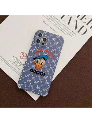 グッチ ディズニー コラボ ブランド 刺繍風 iPhone13/12s/12/12 pro/12pro maxケース ジャケット型 モノグラム GUCCI x DISNEYドナルドダック 韓国風 チェリー柄 落下保護 アイフォン11 pro max/xs/xr/x/8/7カバー レディース愛用