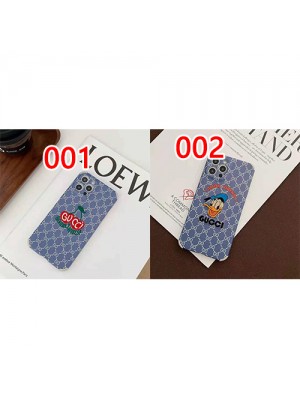 グッチ ディズニー コラボ ブランド 刺繍風 iPhone13/12s/12/12 pro/12pro maxケース ジャケット型 モノグラム GUCCI x DISNEYドナルドダック 韓国風 チェリー柄 落下保護 アイフォン11 pro max/xs/xr/x/8/7カバー レディース愛用