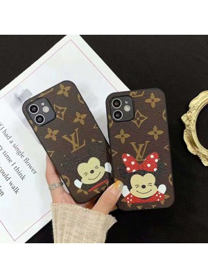 LV/ルイヴィトン ディズニー コラボ iphone 13 pro/13 pro max/13 miniケース ブランド ジャケット型 DISNEY モノグラム ミニーマウス レザー 経典 ヴィトン＆ディズニー アイフォン13/12s/12/12 pro/12 pro max/11カバー 韓国風 耐衝撃 ファッション 保護芸能人愛用