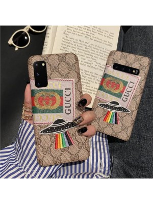 GUCCI グッチ ハイブランド Galaxy S21/S21 Plus/S21 Ultraケース ジャケット型 モノグラム柄 刺繍風 経典 UFO カラー ギャラクシーs20/s20+/s20 ultra/s10/s9/s8カバー Sシリーズ 安い 保護 お洒落感 耐衝撃 芸能人愛用 メンズ レディース