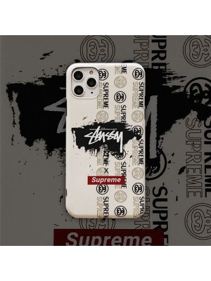 シュプリーム ステューシー コラボ iphone 13/13 pro/13 mini/13 pro maxケース 個性ガラス 潮流 ジャケット型 Stussy x Supreme ブランド モノグラム オシャレ 人気 アイフォン13プロ/13ミニケース ファッション メンズ レディース