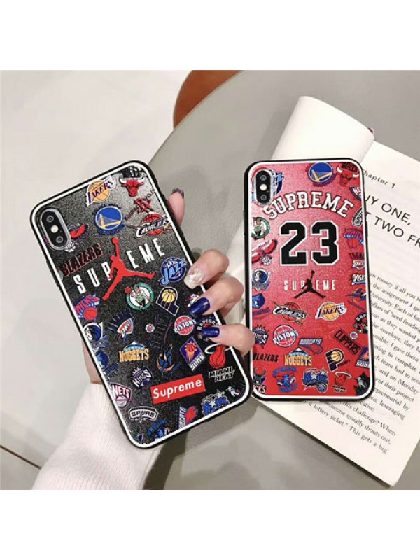 Supreme Jordan コラボ シュプリーム&ジョーダン ブランド iphone se 第3世代/13 pro/13 pro maxケース ジャケット型  NBAチーム スポーツ風 オシャレ 個性 アイフォンSE3/13/12/11/xr/xs/x/8/7カバー メンズ レディース