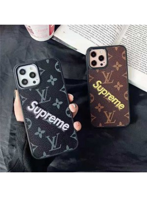 lv/ルイヴィトン Supreme コラボ iphone 13 pro/13 mini/13 pro maxケース ハイブランド  ナイキ/NIKE コラボ ジャケット型 モノグラム シュプリーム 人気レザー風 経典 メンズ アイフォン13/12pro maxカバー 激安 ファッション レディース