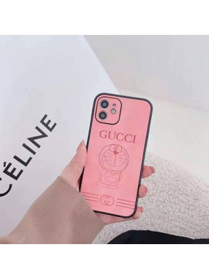 グッチ ドラえもん コラボ ブランド iphone 13 pro/13 pro max/13 miniケース 可愛い レザー製 Gucci&Doraemon キャラクター風 アイフォン13/12 pro/12 pro max/11/xr/xs/x/8/7カバー 耐衝撃 シンプル メンズ レディース