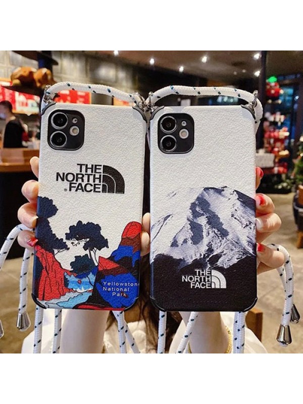 ザ.ノース.フェイス シュプリーム コラボ ブランド iphone 13 pro/13 pro max/13 mini/12ケース ストランプ付き Supreme 雪山柄 The North Face お洒落 Galaxy s22/s22+/s22 ultra/s21/note21ケース イエローストーン国立公園 レザー 四角保護 モノグラム 斜め掛け アイフォン13/12/11/x/xr/xs/8/7/6カバー メンズ レディース