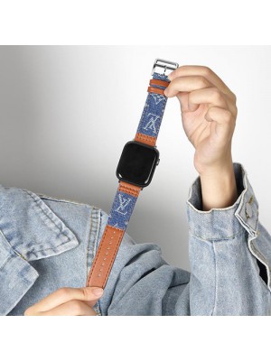 ルイヴィトン ブランド Apple Watch 7/6/5/4/SEバンド LV 経典風 ストラップ デニム モノグラム レザー製 ヒョウ柄 アップル ウォッチ 7/6/5/4/SE腕時計ベルト ファッション メンズ レディース