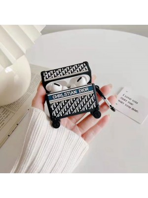 Dior ディオール ブランド Airpods Pro 2/3/1/2/Proケース オシャレ スーツケース型 エアーポッズ プロ2/3/2/1カバー 紛失防止 収納 耐衝撃 落下防止 セレブ愛用 激安 大人気 ファッション メンズ レディース