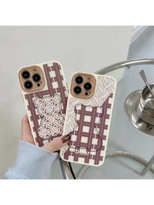 BURBERRY ハイブランド バーバリー iPhone 13/13 pro/13 pro maxケース 韓国風 モノグラム 熊柄 ジャケット型 格子風 アイフォン13/12/11/X/XS/XRカバー 大人気 メンズ レディーズ