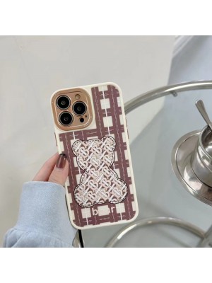 BURBERRY ハイブランド バーバリー iPhone 13/13 pro/13 pro maxケース 韓国風 モノグラム 熊柄 ジャケット型 格子風 アイフォン13/12/11/X/XS/XRカバー 大人気 メンズ レディーズ