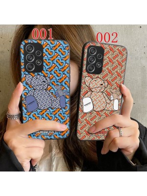 BURBERRY ブランド Galaxy S23/S23+/S23 Plus/S23 Ultra/A54 5Gケース 韓国風 バーバリー 熊 スマホケース 薄型 軽量 定番柄 ギャラクシーs23/s23プラス/s23ウルトラ/a54 5gカバー 全面保護 メンズ レディース