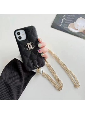 Chanel シャネル ブランド iphone 13 pro/13 pro max/13 miniケース ジャケット ストランプ付き レザー インスタ風 斜め掛け セレブ愛用 縫い 菱形紋 ファッション アイフォン13/12/11/x/xs/xr/8/7カバー  レディース