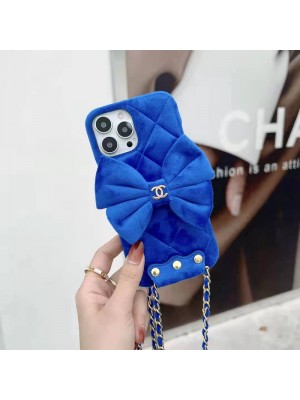 CHANEL ハイブランド iphone13/13 pro/13 pro max/13 miniケース オシャレ シャネル ちょう結び ベルベット製 フワフワ バンドバンド ストラップ付き ジャケット型 芸能人愛用 アイフォン13/12/11/x/xs/xr/8/7カバー メンズ レディース