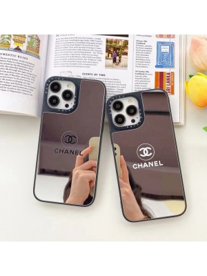 Chanel ブランド シャネル iphone 14/14 pro/14 pro maxケース おしゃれ 鏡 ガラス きらきら 芸能人愛用 アイフォン13/12/11カバー ファッション メンズ レディーズ