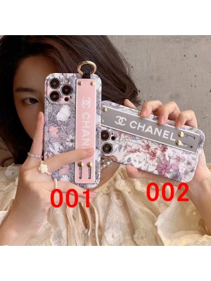 CHANEL ブランド iphone14/14 pro/14 pro maxケース シャネル 韓国風 花柄 ハンドバンド付 リング付き ジャケット型 モノグラム スタンド機能 アイフォン14/14プロ/14プロ マックス/13/12/11カバー ファッション メンズ レディース