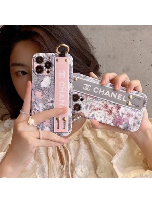 CHANEL ブランド iphone14/14 pro/14 pro maxケース シャネル 韓国風 花柄 ハンドバンド付 リング付き ジャケット型 モノグラム スタンド機能 アイフォン14/14プロ/14プロ マックス/13/12/11カバー ファッション メンズ レディース