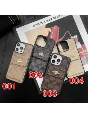 Coach ブランド iphone 14/14 pro/14 pro maxケース オシャレ コーチ カード入れ 馬車柄 モノグラム  レザー バング型 収納可能 スタンド機能 アイフォン14/13/12/11/x/xs/xr/8/7/6カバー ファッション メンズ レディース