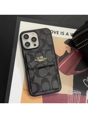 Coach ブランド iphone 14/14 pro/14 pro maxケース オシャレ コーチ カード入れ 馬車柄 モノグラム  レザー バング型 収納可能 スタンド機能 アイフォン14/13/12/11/x/xs/xr/8/7/6カバー ファッション メンズ レディース