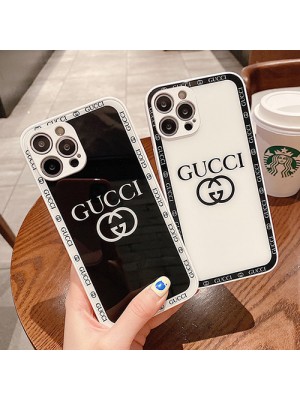 グッチ iPhone 13 mini/13 pro/13 pro maxケース ブランド 鏡面ガラス型  GUCCI 韓国風 ジャケット型 アイフォン13/12/11/x/xr/xs/8/7カバー モノグラム 黒白色 耐衝撃 ファッション メンズ レディース